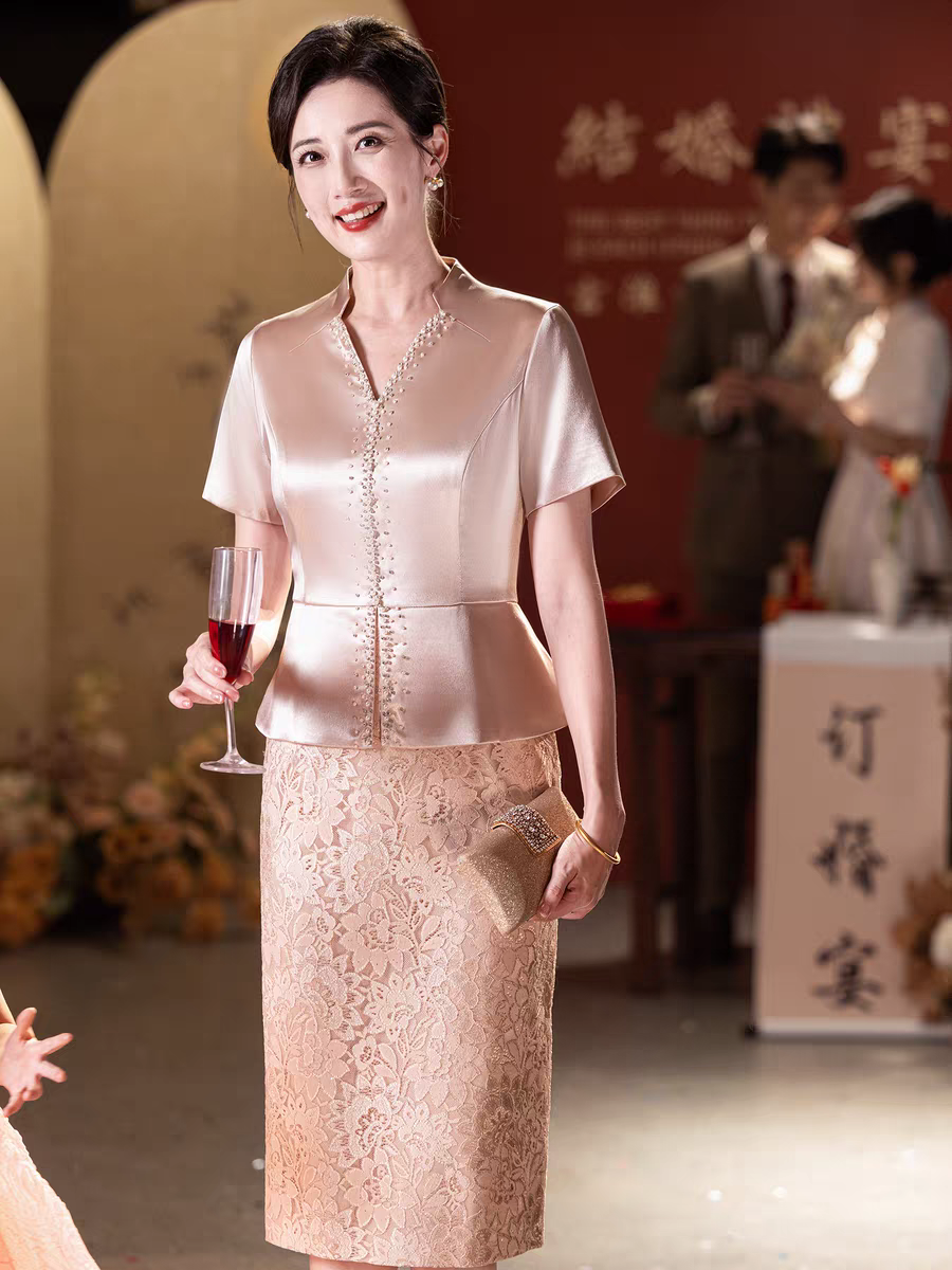 喜妈妈婚宴礼服2025新款喜婆婆高贵显瘦年轻婚礼旗袍结婚妈妈装