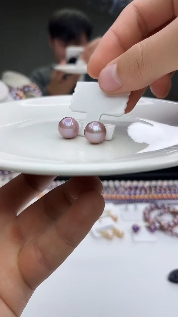未镶嵌耳饰淡水珍珠紫色系耳饰