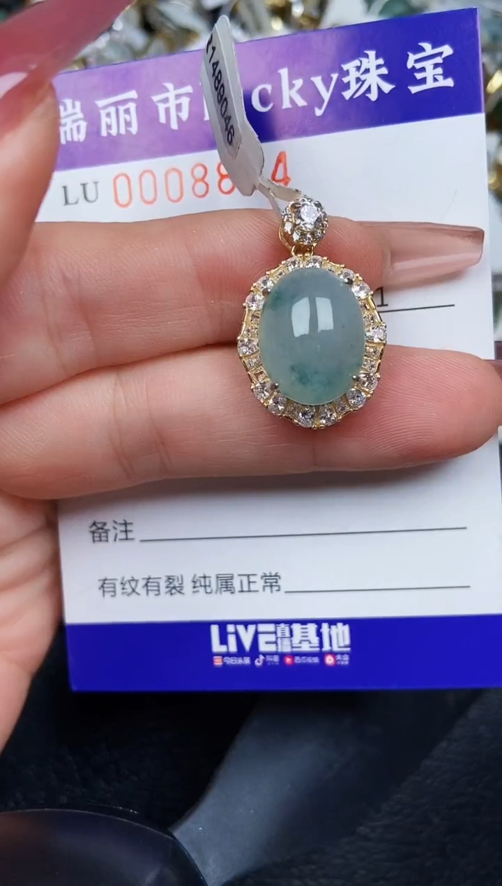 翡翠银S925镶嵌颈饰8864