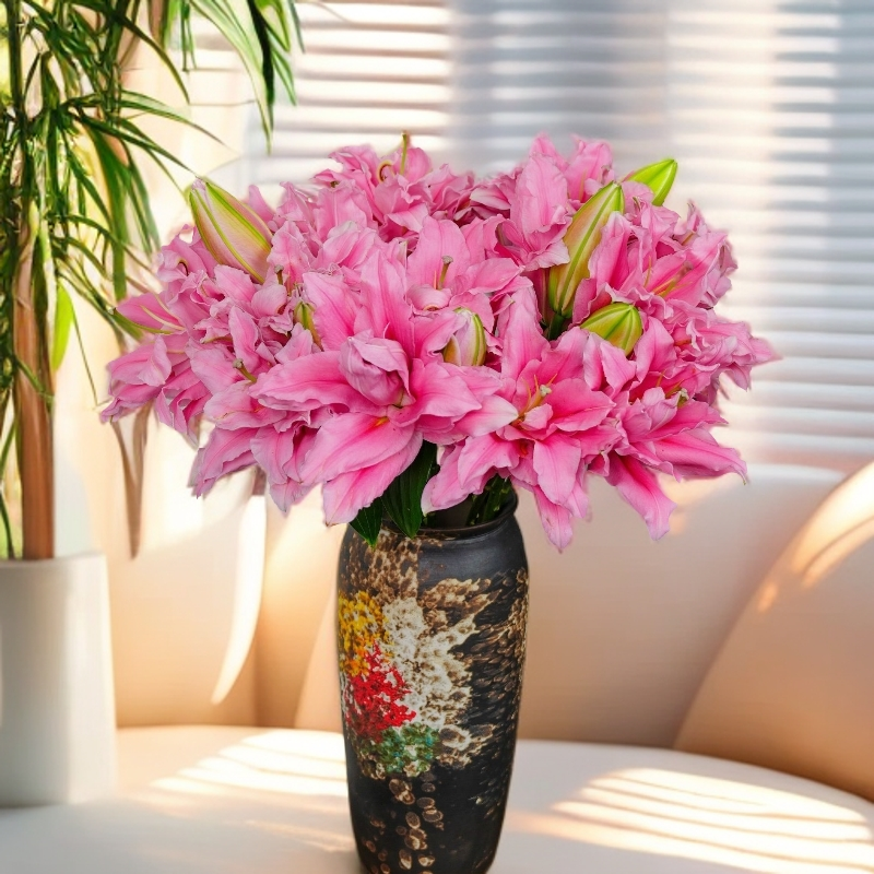 云南木木花卉优妮格 红色重瓣香水百合花 浓香鲜花家居水养插花