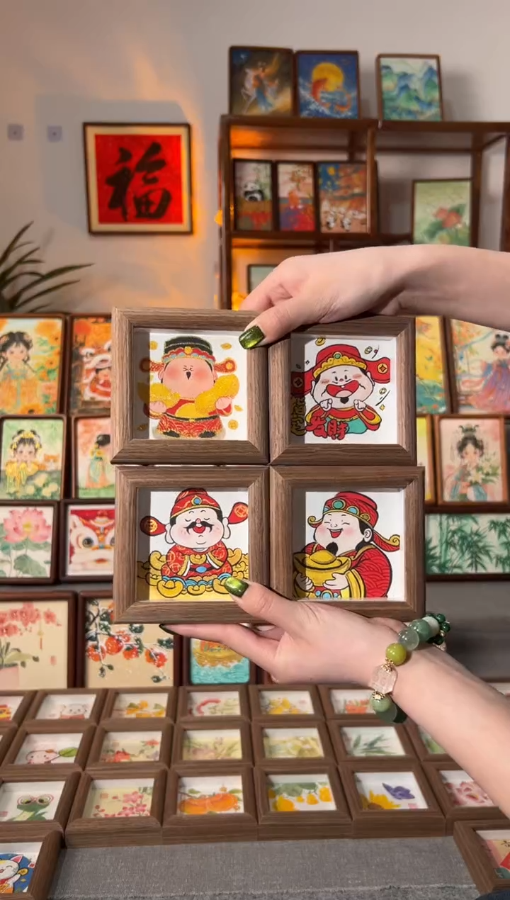 【闪购商品】国画四副财神 四副 手绘国画11