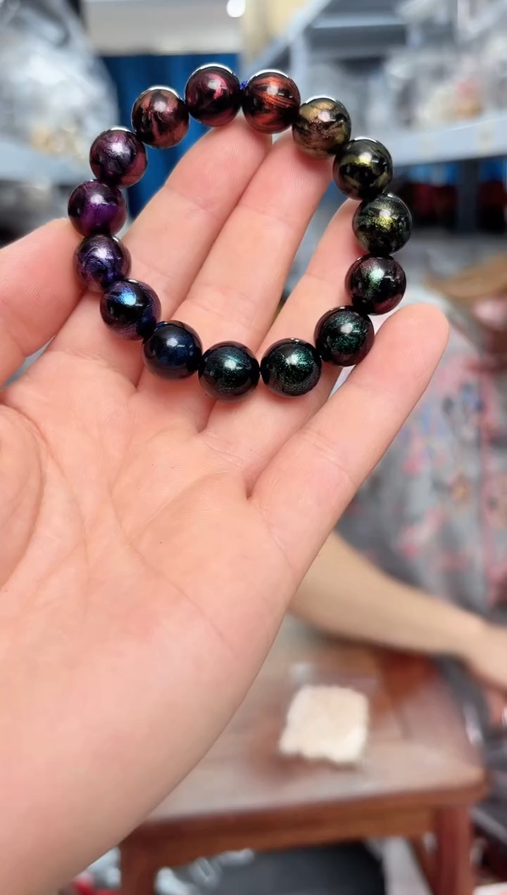 木渐变梦幻大漆12mm圆珠单圈