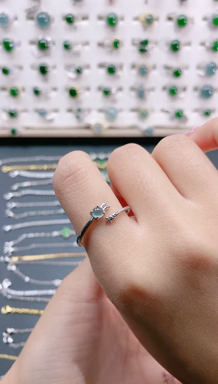 【闪购商品】翡翠戒指银S925镶嵌天然翡翠