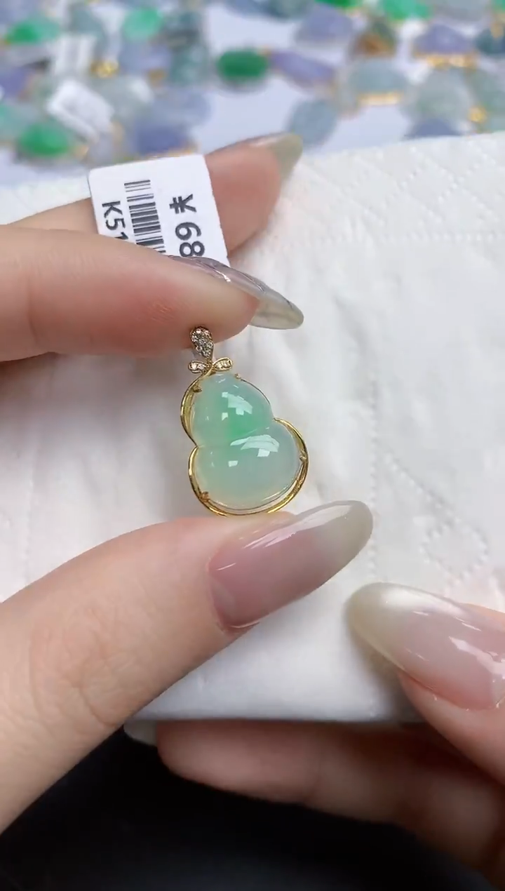【闪购商品】翡翠颈饰18K金镶嵌天然缅甸翡翠A货