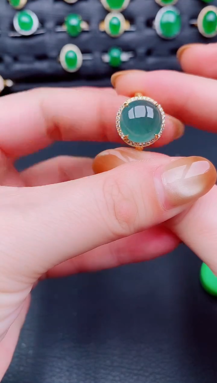 【闪购商品】翡翠戒指银S925镶嵌天然a货翡翠131