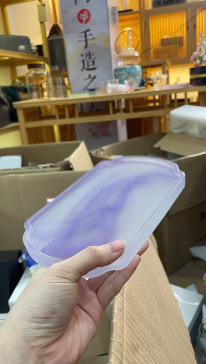 手工艺品玻璃琉璃紫色茶盘纹理