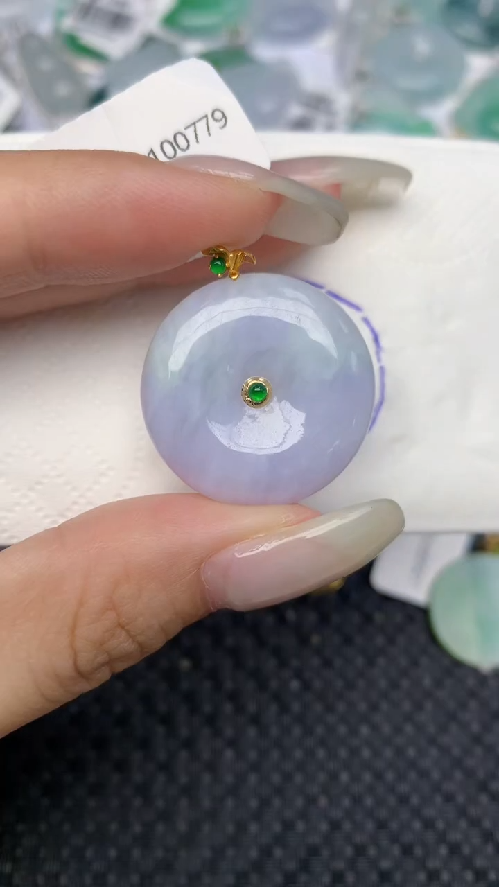 翡翠18K金镶嵌颈饰天然缅甸翡翠a货百元以上9元证书费自理