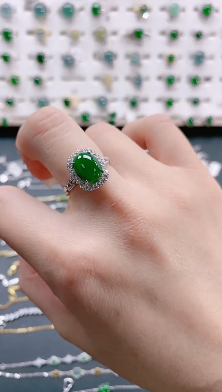 【闪购商品】翡翠戒指银S925镶嵌天然翡翠