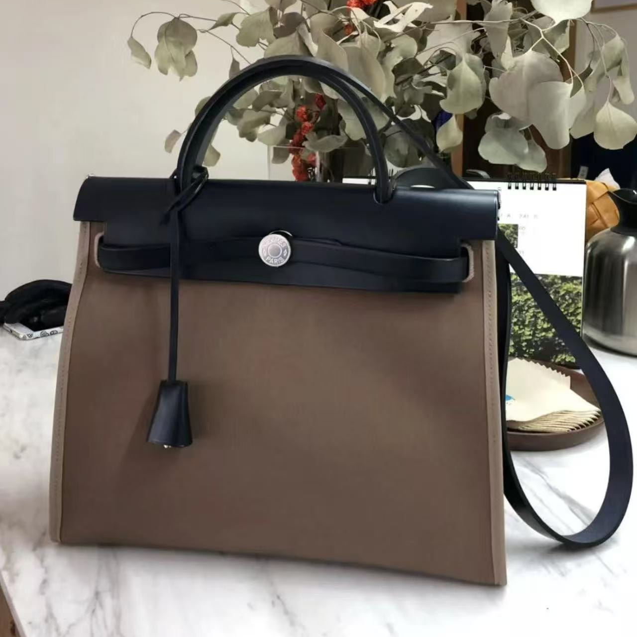 99新 Hermes/爱马仕 爱马仕herbag39大象灰T手提包