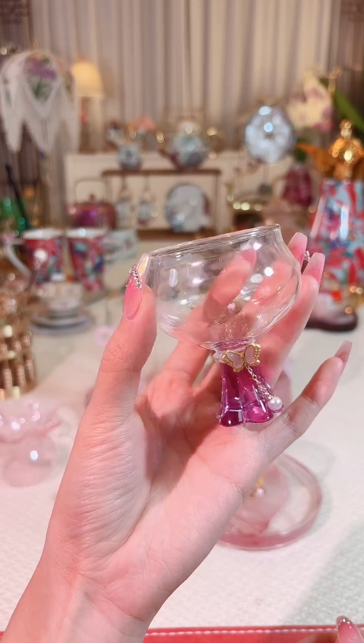 【闪购商品】瓷紫色 玻璃高足杯