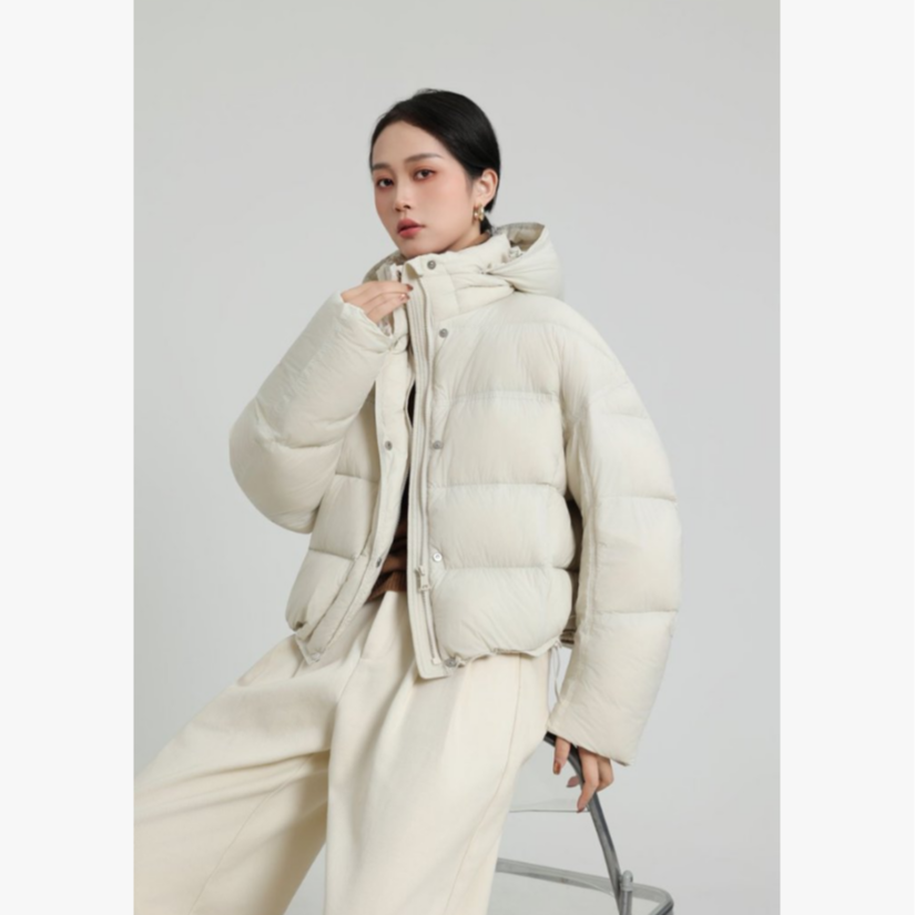 25款90白鸭绒秋冬短款小个子连帽百搭通勤羽绒服811AX