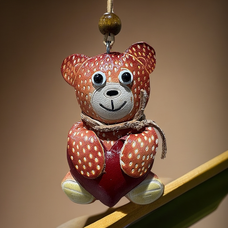 手工皮具爱心熊diy小挂件装饰直播间粉丝专享福利款小众有格调