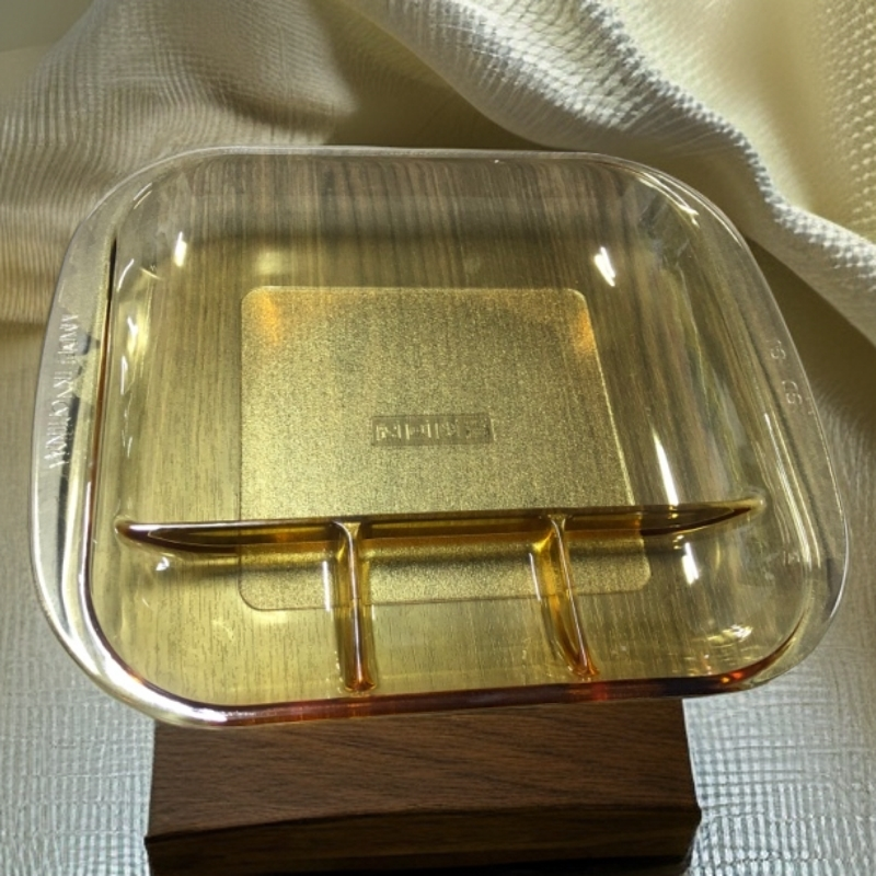 耐高温玻璃饺子盘带醋碟大容量家用分餐盘早餐盘，28.5cm✖️24.5cm