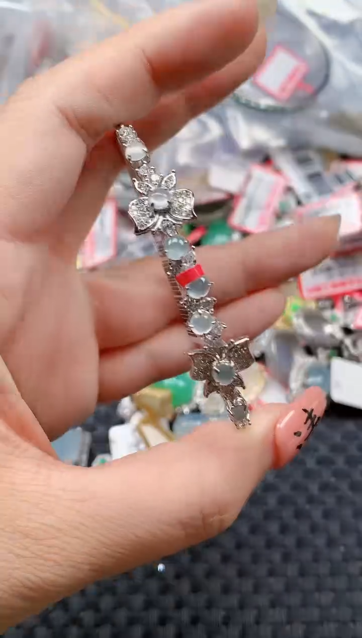 银S925镶嵌戒指翡翠天然A货缅甸翡翠