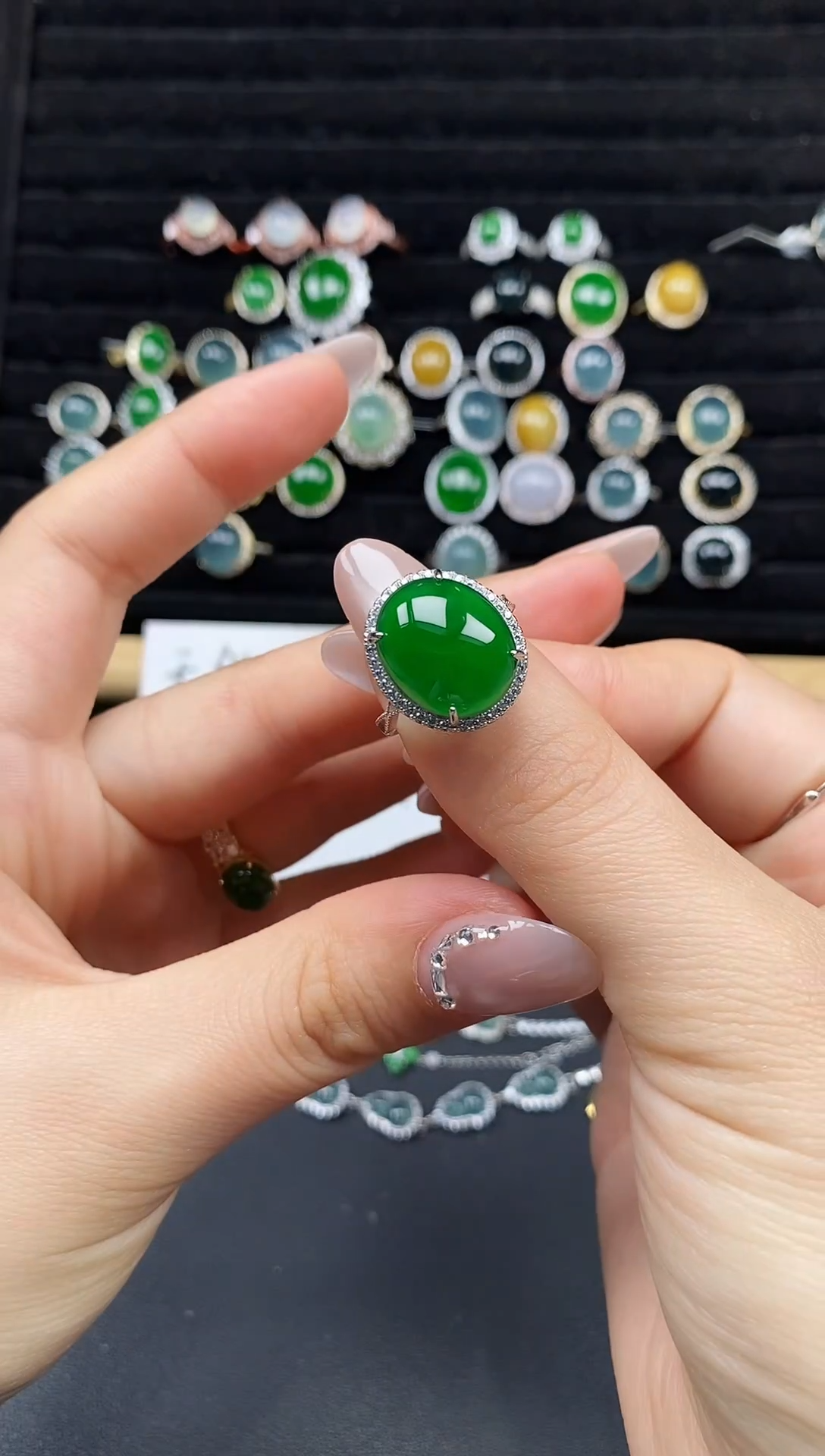 银S925镶嵌戒指翡翠111