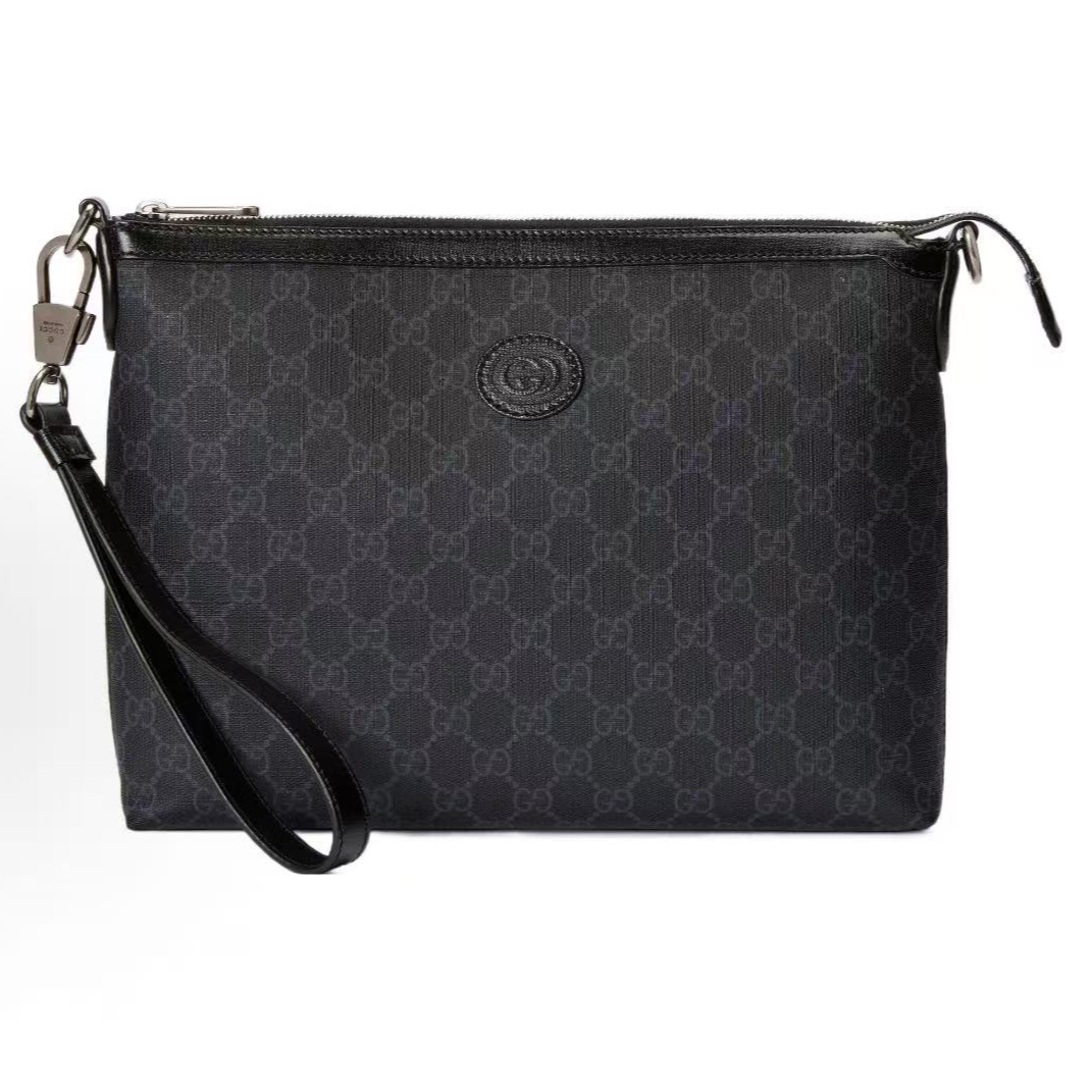 99新 GUCCI/古驰 古驰黑老花斜跨包/D121