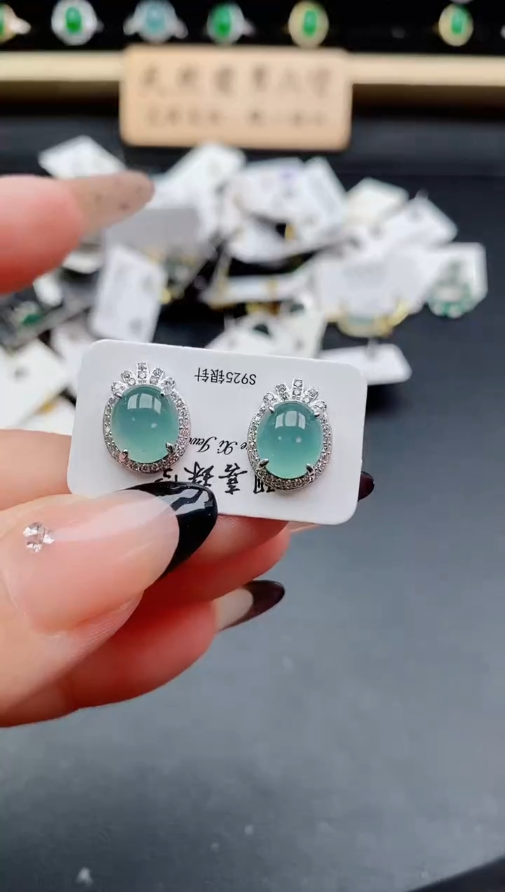 银S925镶嵌戒指翡翠1