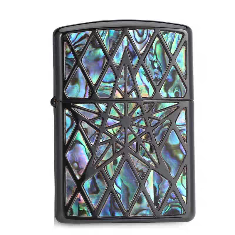 Zippo打火机贝壳五芒星黑蓝DY9912GQ