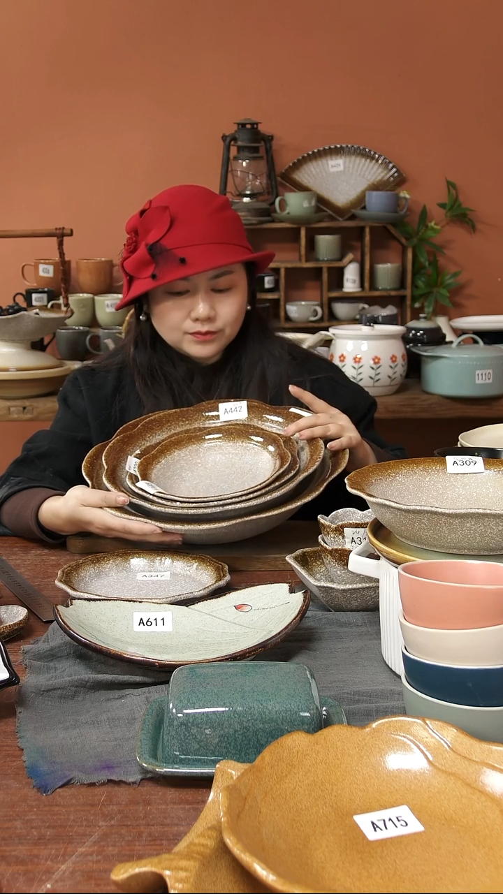 陶瓷陶瓷粗陶大小碗盆A345+A339+A442+A354共4件套微瑕