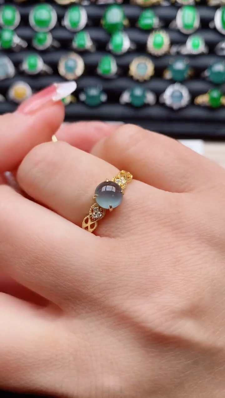 【闪购商品】翡翠戒指银S925镶嵌50800