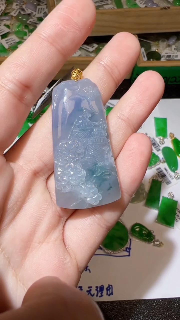 【闪购商品】翡翠18K金镶嵌挂件我