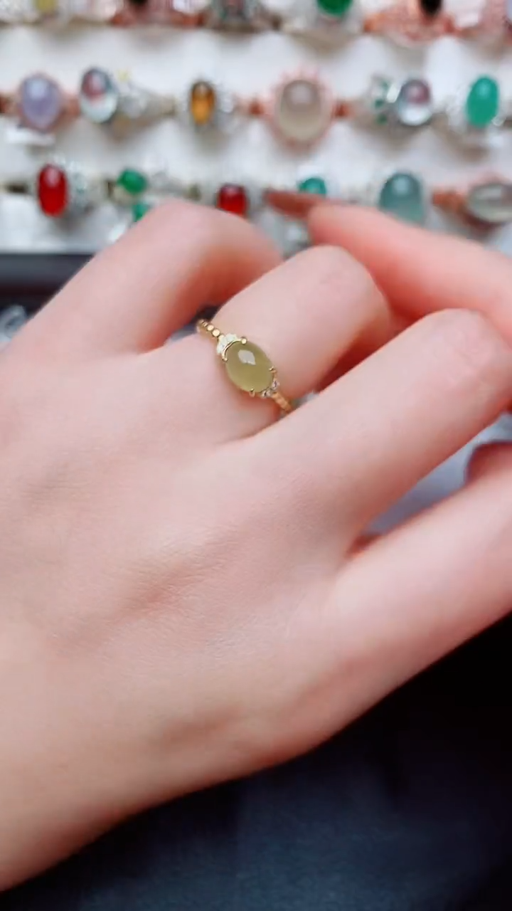 银S925镶嵌戒指翡翠...