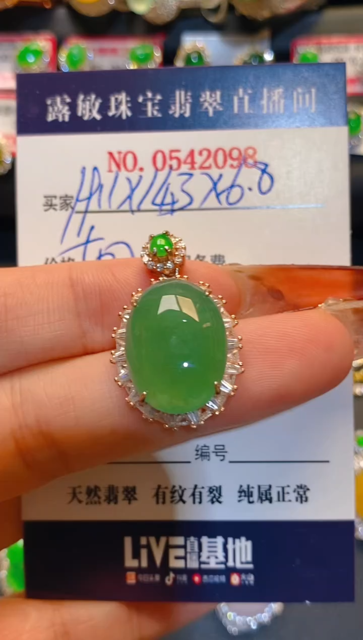 翡翠银S925镶嵌耳饰天然