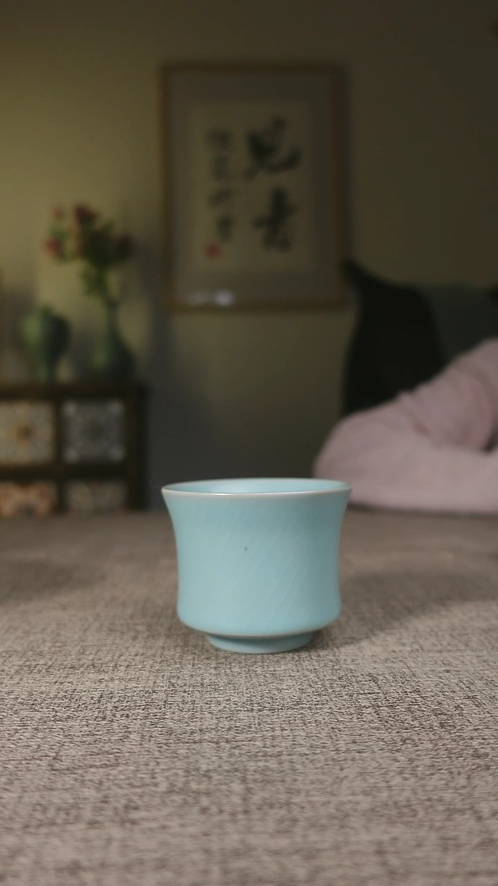 【闪购商品】杯子仿古天青束腰杯微瑕