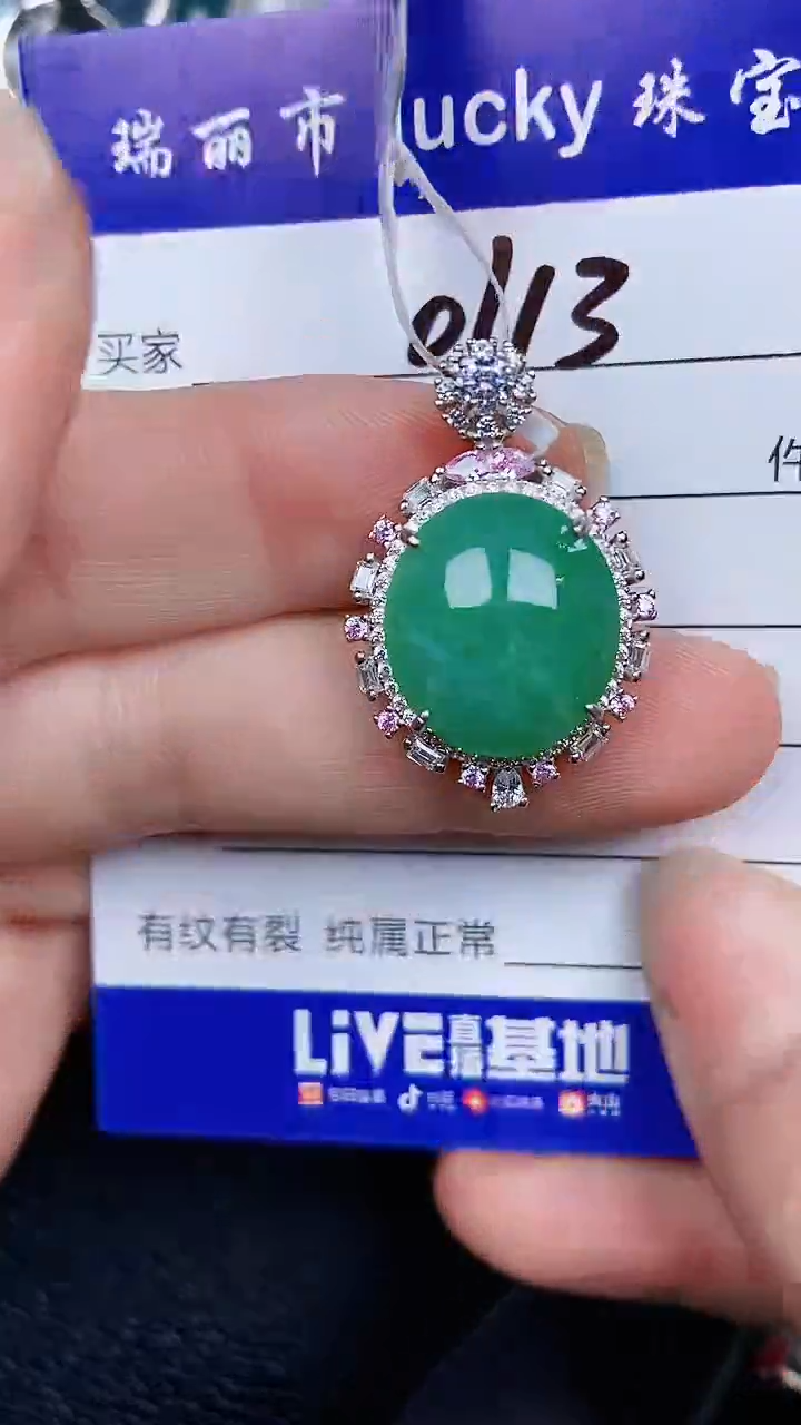 颈饰银S925镶嵌翡翠0113