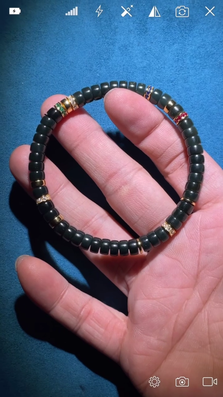 【闪购商品】定制和田玉XY黑青片珠手串