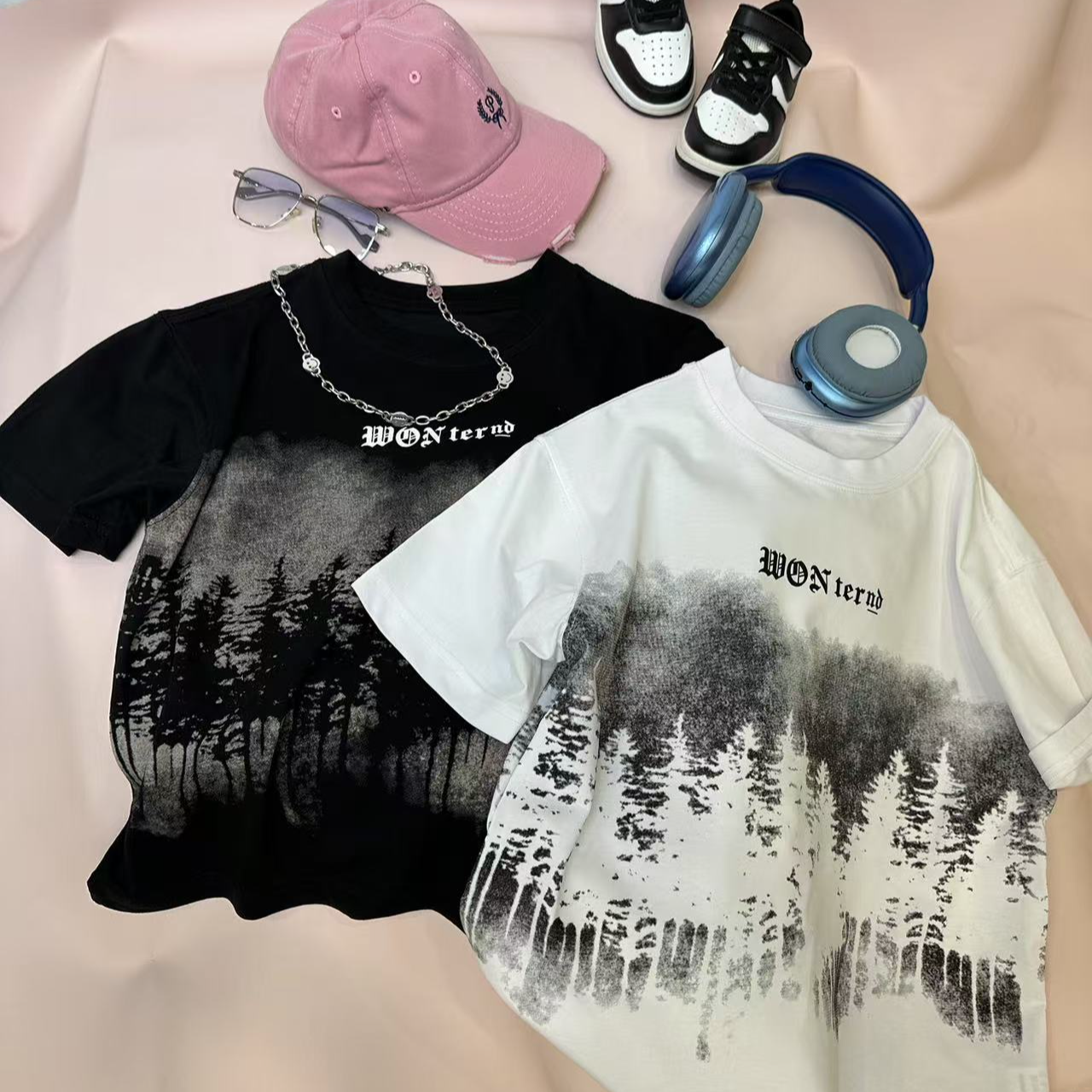 2号印花短袖夏季男童印花圆领T恤童装个性夏款设计师韩版渐变潮流