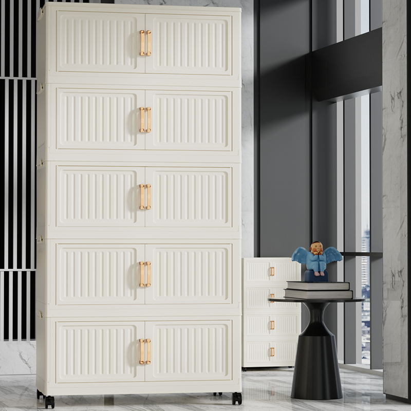 SS【80CM面宽】磁吸双开门收纳柜可移动折叠储物柜超大容量置物柜