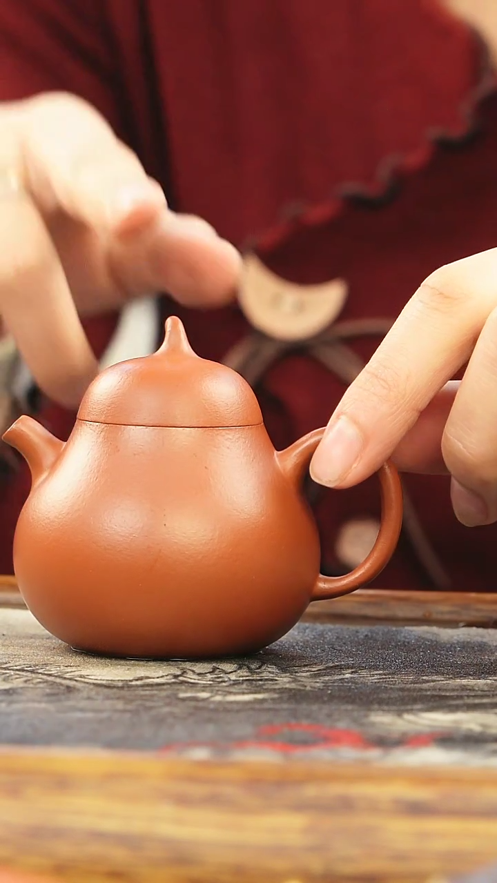茶壶红泥100CC朱泥小茄瓜