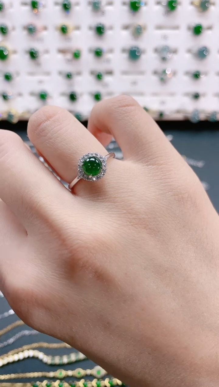 【闪购商品】翡翠戒指银S925镶嵌天然翡翠