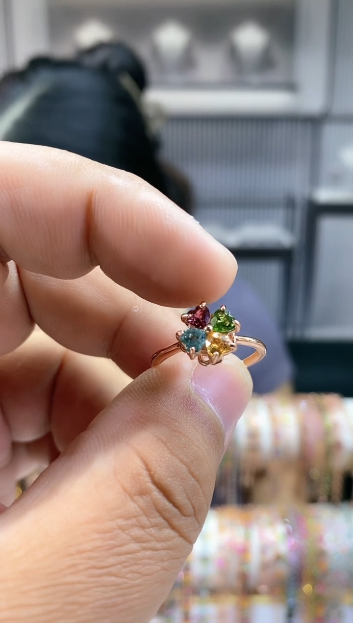 银S925镶嵌戒指碧玺345354354354354