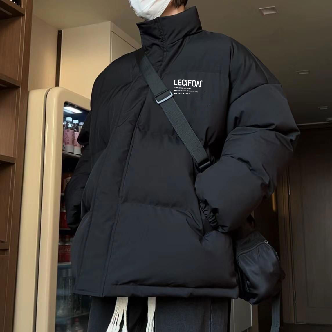冬季新款美式防水面包服男国潮字母棉袄宽松加厚棉衣羽绒棉服外套