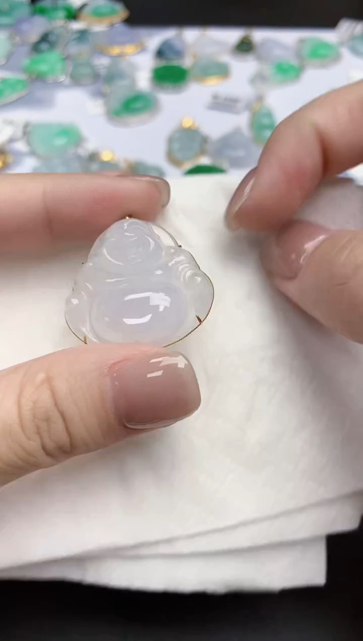 【闪购商品】翡翠颈饰18K金镶嵌天然缅甸翡翠A货