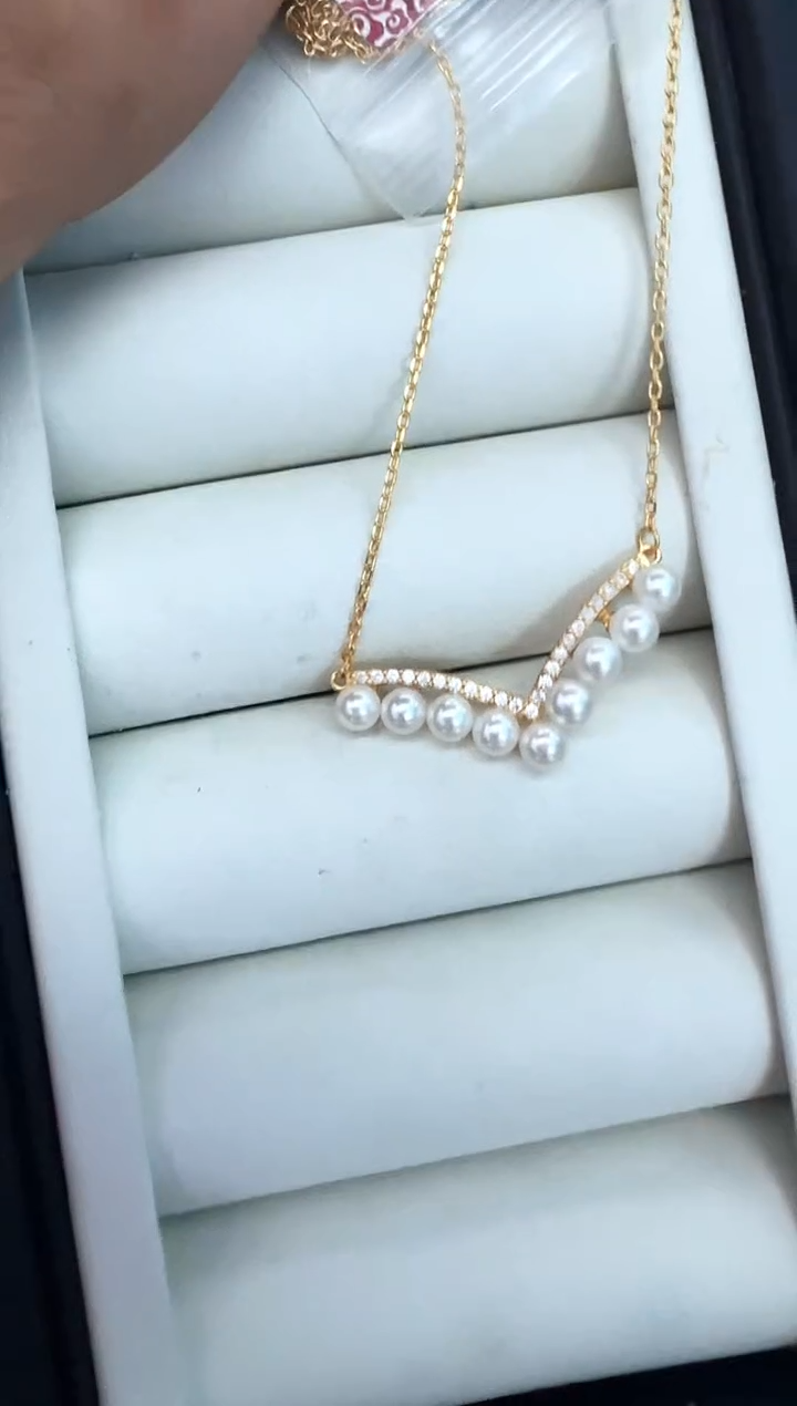 【闪购商品】海水珍珠颈饰银S925镶嵌套链