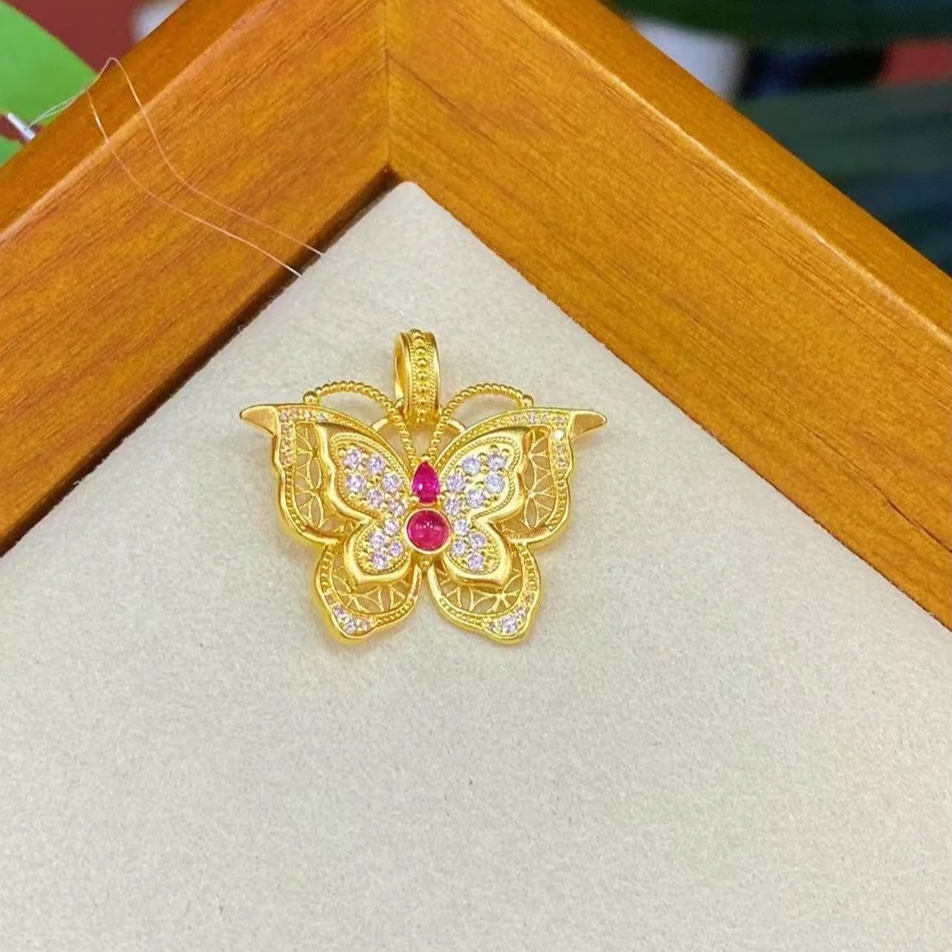 尚金/999足金/玲珑花蝶蝴蝶吊坠/点购买选金重/不含链/选一发货