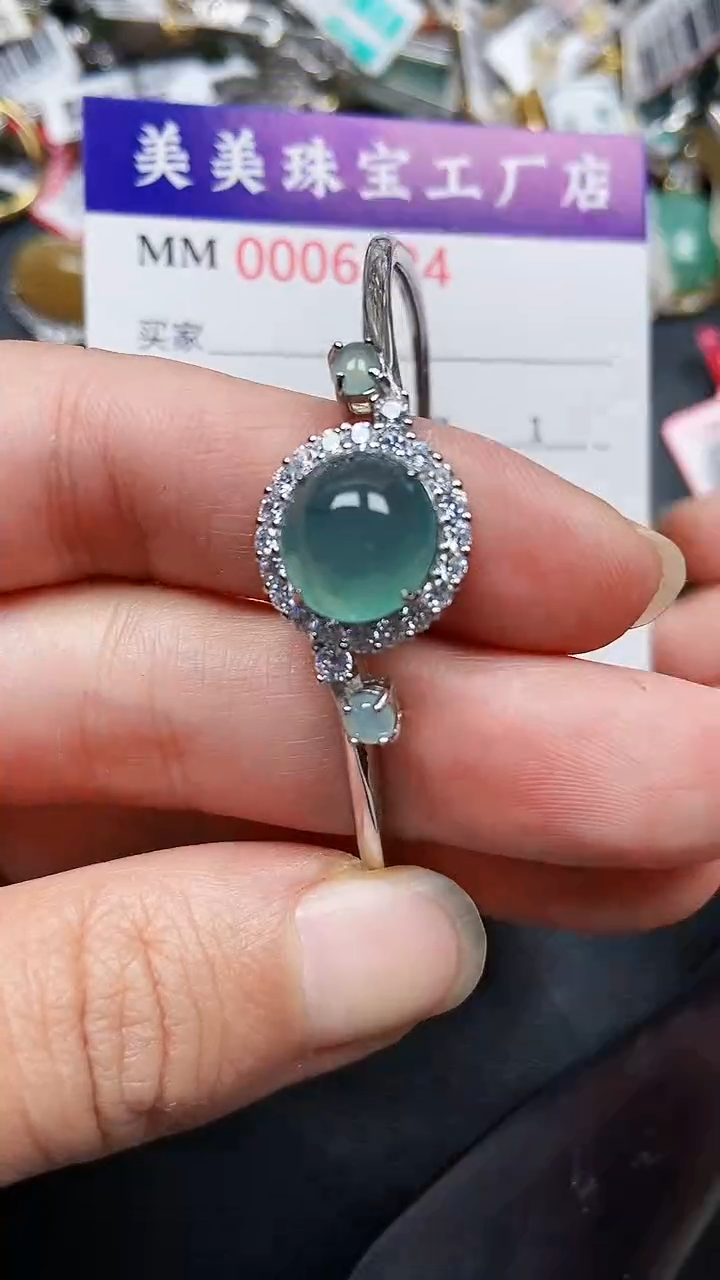 颈饰银S925镶嵌翡翠6324