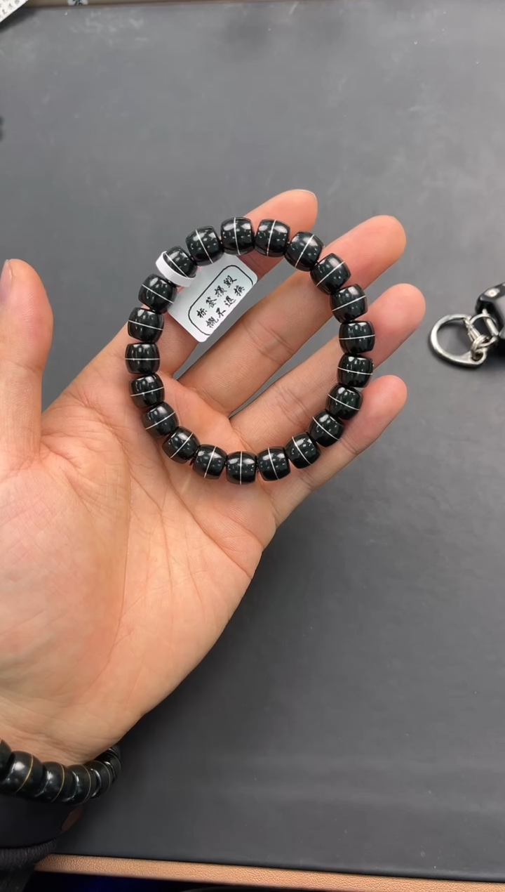 未镶嵌手串和田玉和田黑青直切手串卡10微色差