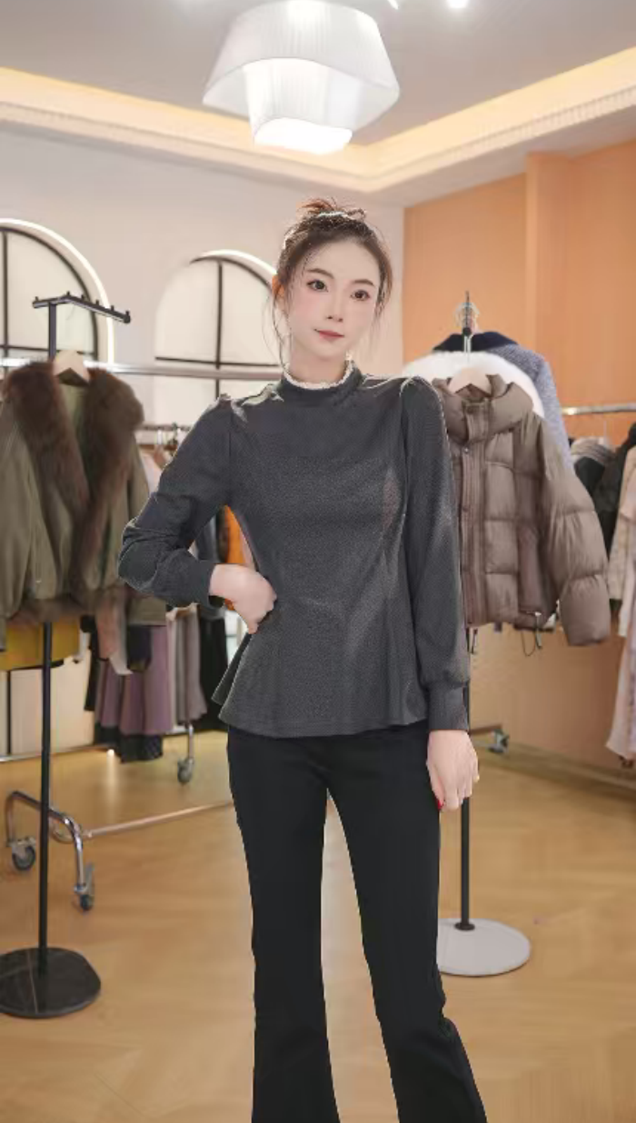 Z8778德绒时尚打底秋冬新款宽松显瘦女洋气百搭针织衫 