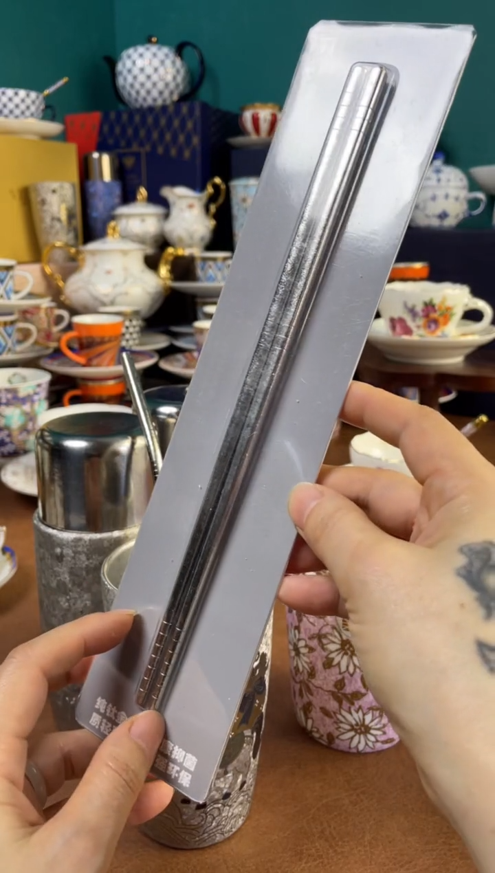 高端礼品银色螺纹筷子