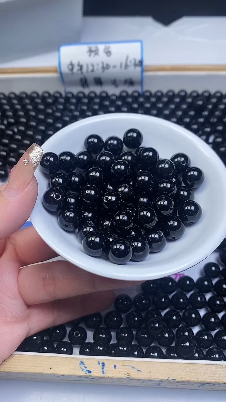 未镶嵌散珠玛瑙/玉髓B352 黑玛瑙10mm20颗9.9元