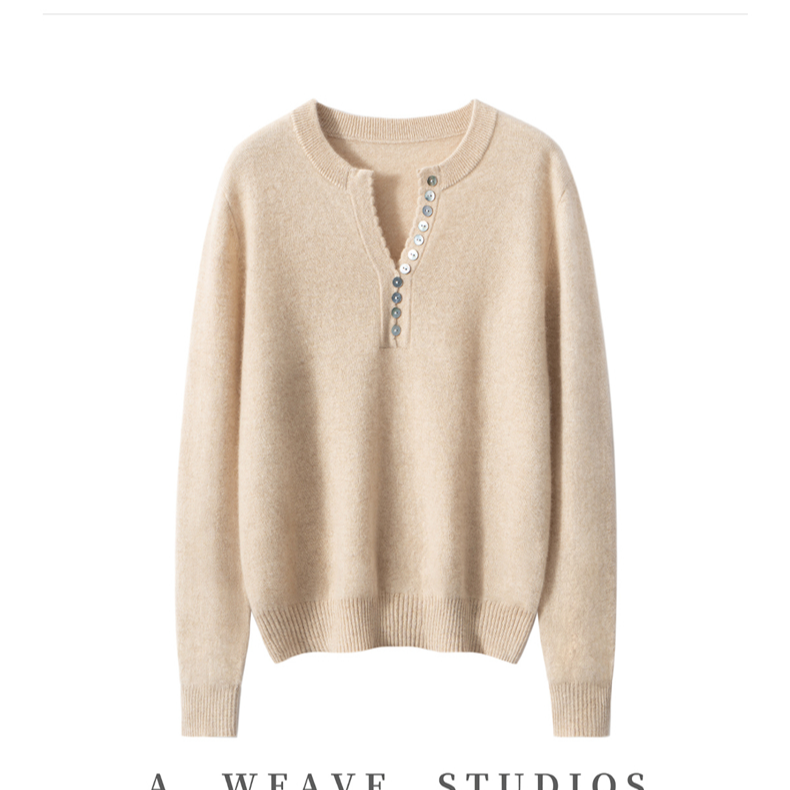 【文琪同款】贝壳扣半开V领纯羊绒针织衫
