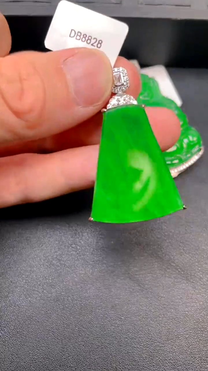 吊坠(不含链)银S925镶嵌翡翠吊坠