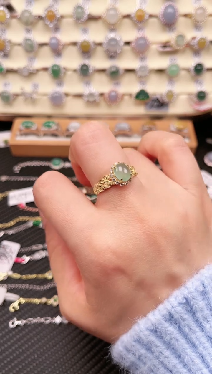 【闪购商品】翡翠戒指银S925镶嵌戒指17