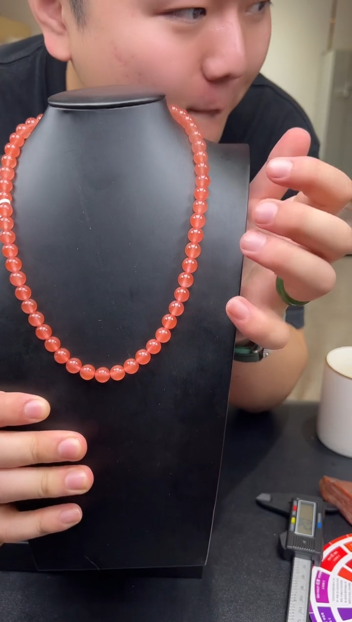 【闪购商品】南红玛瑙颈饰未镶嵌冰红妈妈链8mm