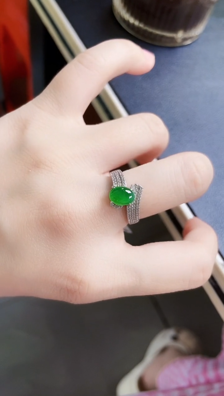 【闪购商品】翡翠银S925镶嵌戒指464646