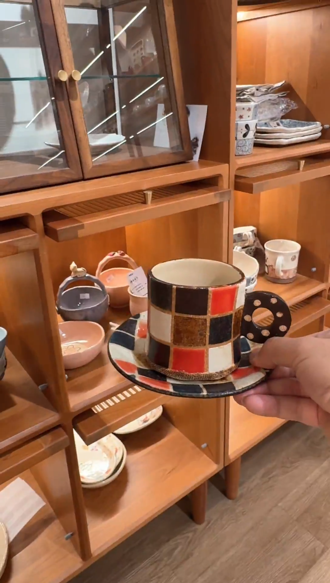 陶日本陶艺作家手作器物石川久美子杯碟一套